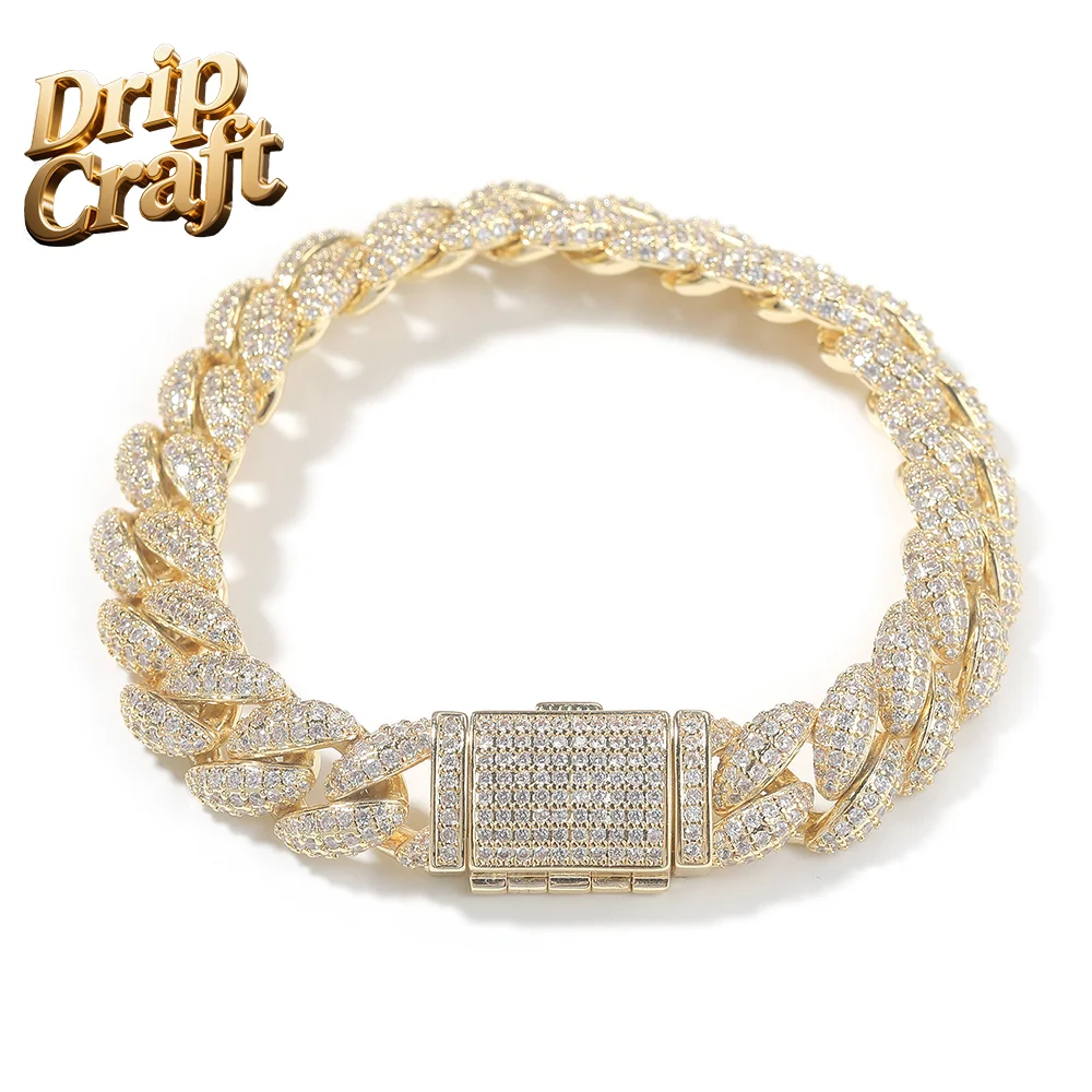 Цей кубинський ланцюжок із повним діамантом 12 мм — це стильний кубинський ланцюжок у стилі хіп-хоп, який підходить як для чоловіків, так і для жінок, прикрашений exq