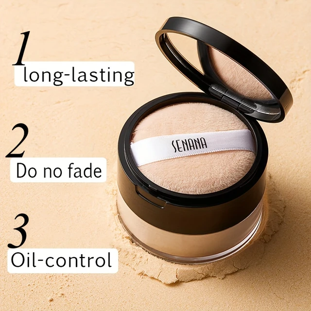 Hydrating Flawless Setting Powder,Natural Nude Finish Oil Control Strong Concealer for All Skin Types Fine Powdery Face Makeup 2