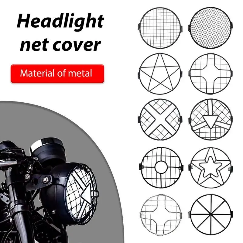 

Motorcycle retro headlight cover Metal Mesh Grille Cover Round Motorbike Headlamp Guard Vintage Decoration for 6.5Inch Headlight