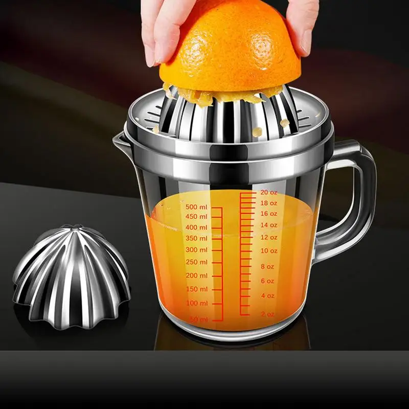 

Lemon Squeezer With Dual Scale Display Stainless Steel Manual Juicer Orange Press Cup Citrus Squeezer Easy Filter Fruit Tool