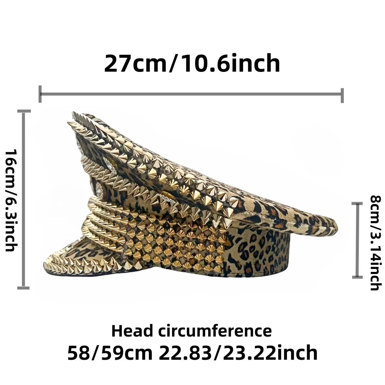 Steampunk Burgundy Leopard Military Captain Cap Goth Love Military Peaked Black Captain Hat With Gorgeous  main image 2