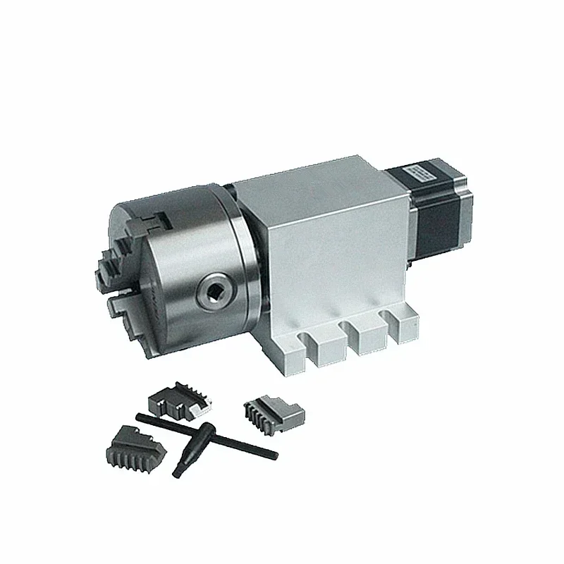 CNC 4축 로터리 축 3조 4조 하모닉 드라이브 감속기 80mm 100mm 척 속도 감속비 50 밀링머신용
