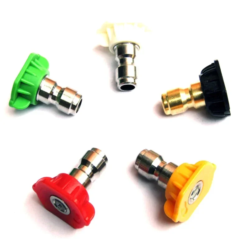 5 Pcs High Pressure Washer Sprayer Nozzle Tip with 1/4" Inch Fitting Male Thread 0 15 25 40 Degree Water Jet Car Wash Cleaning 2