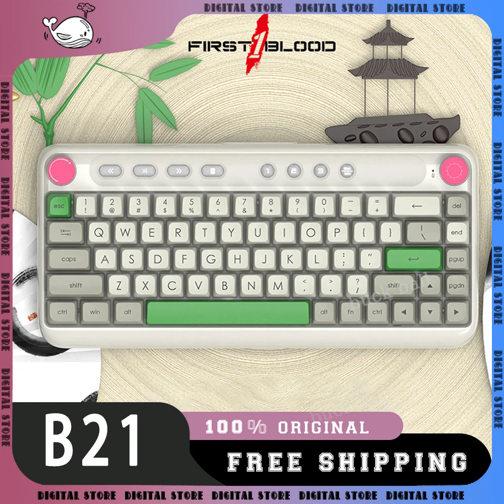 FIRSTBLOOD B21 기계식 키보드, 2 가지 모드, C 타입, 블루투스 무선 키보드, 전체 키, 68 키, 게이머 키보드, 사무실 선물