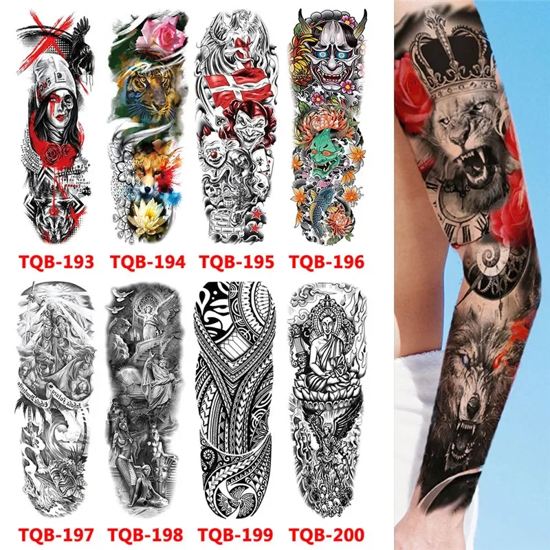 Waterproof Temporary Tattoo Sticker Totem Geometric Full Arm Large Size Sleeve Tatoo Fake tatto flash tattoos for men women 3