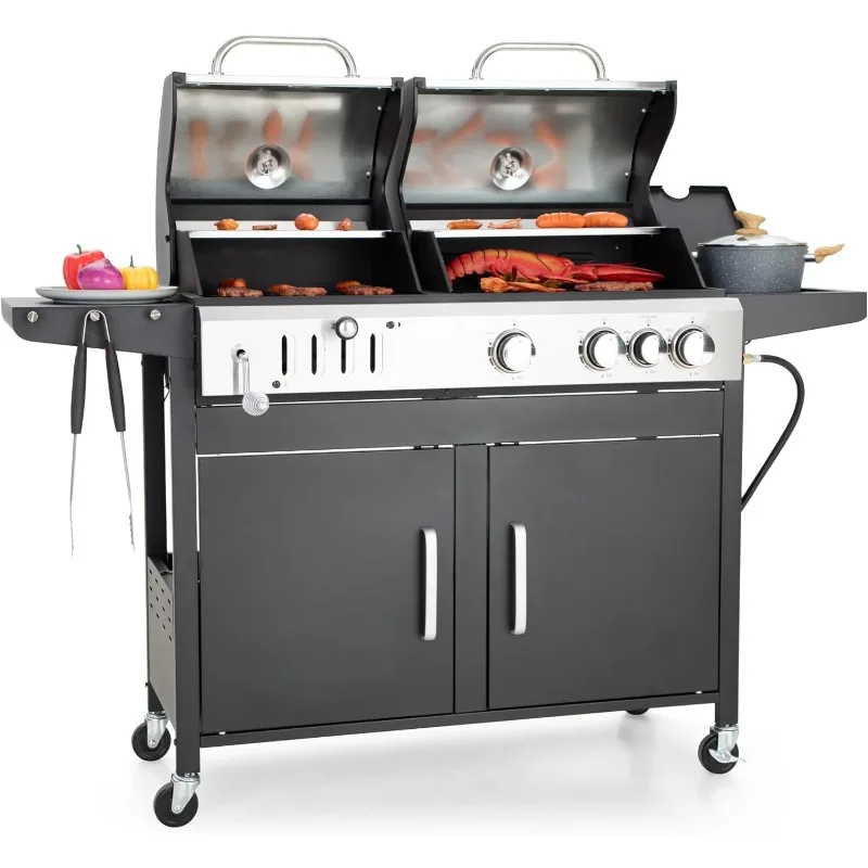 

Propane Gas Grill and Charcoal Grill Combo Dual Fuel BBQ Grill for Outdoor Kitchen Backyard Barbecue Parrilla Carbon