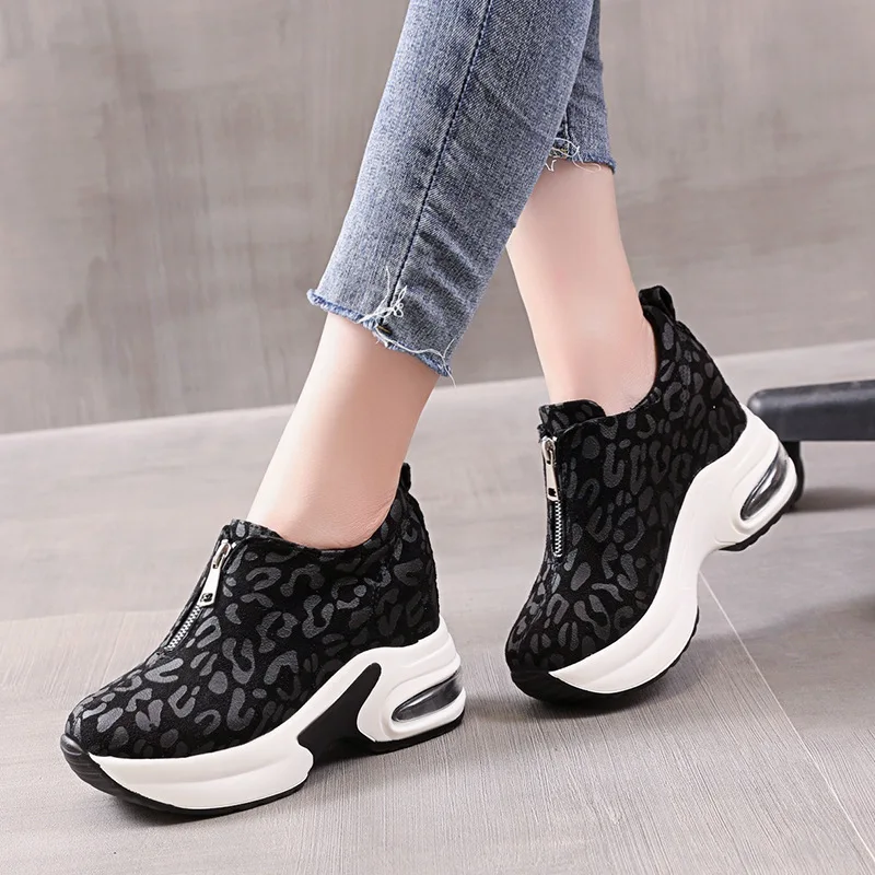 Shoes Fall and Spring new inner increase student casual sports shoes leopard print slip-on loafers sneakers  P793 3