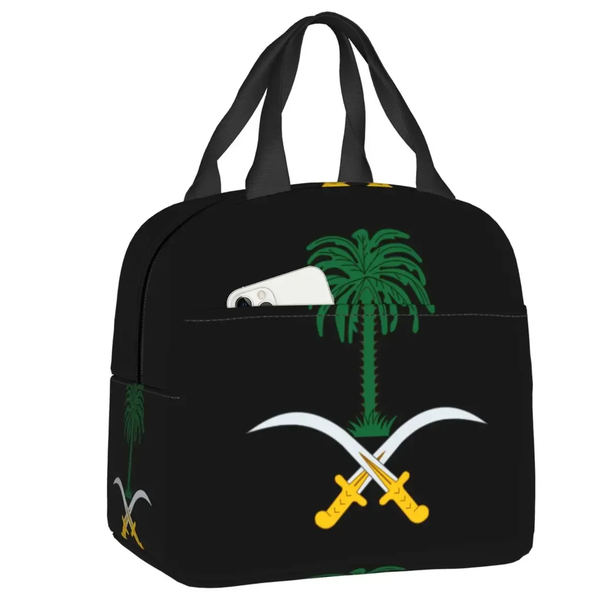 

Герб Саудовской Аравии, изолированная сумка для завтрака для женщин, портативный термоохладитель, Ланч-бокс для пляжа, кемпинга, путешествий