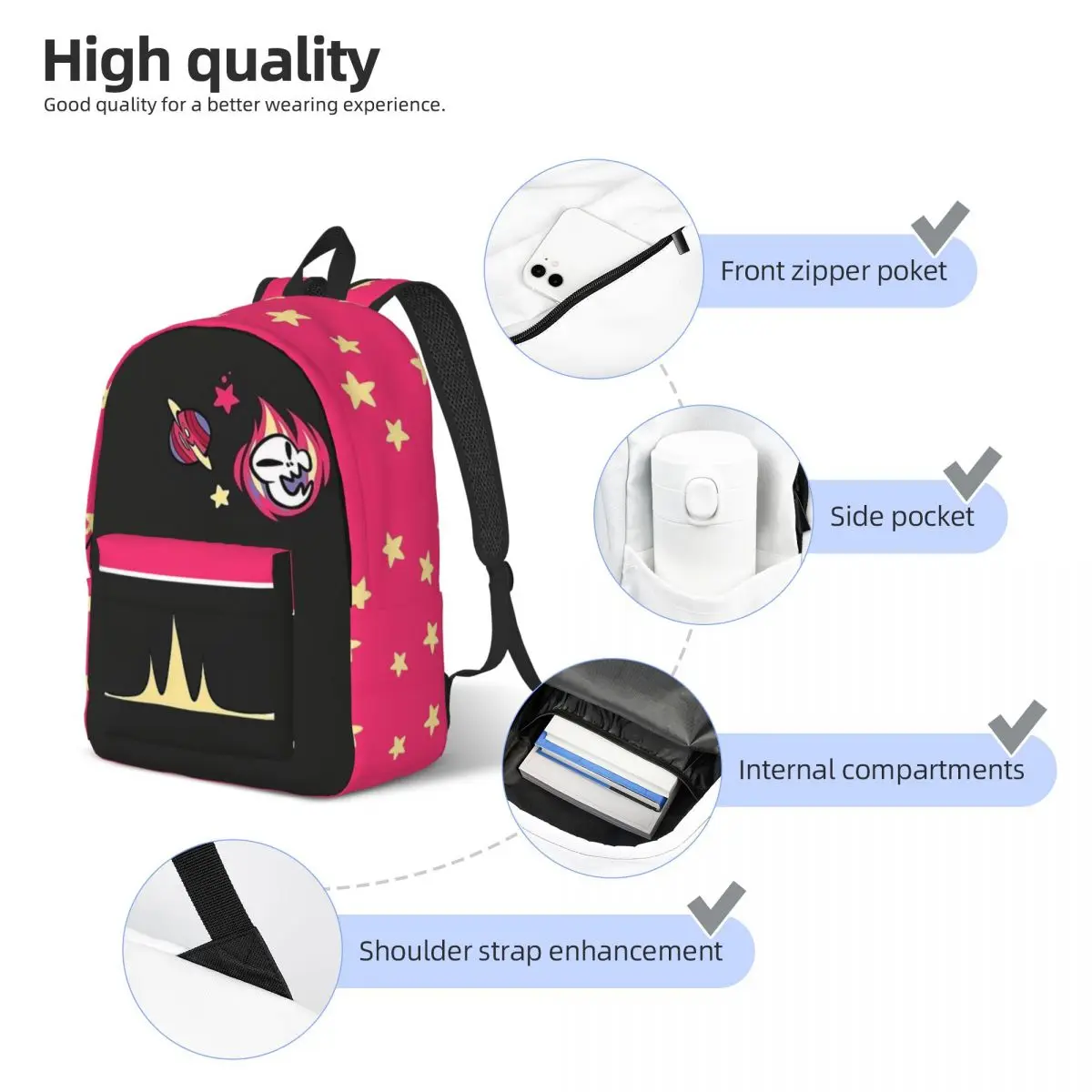 Helluva Boss Octavia Backpack Elementary High College School Student Bookbag Men Women Canvas Daypack Gift 4