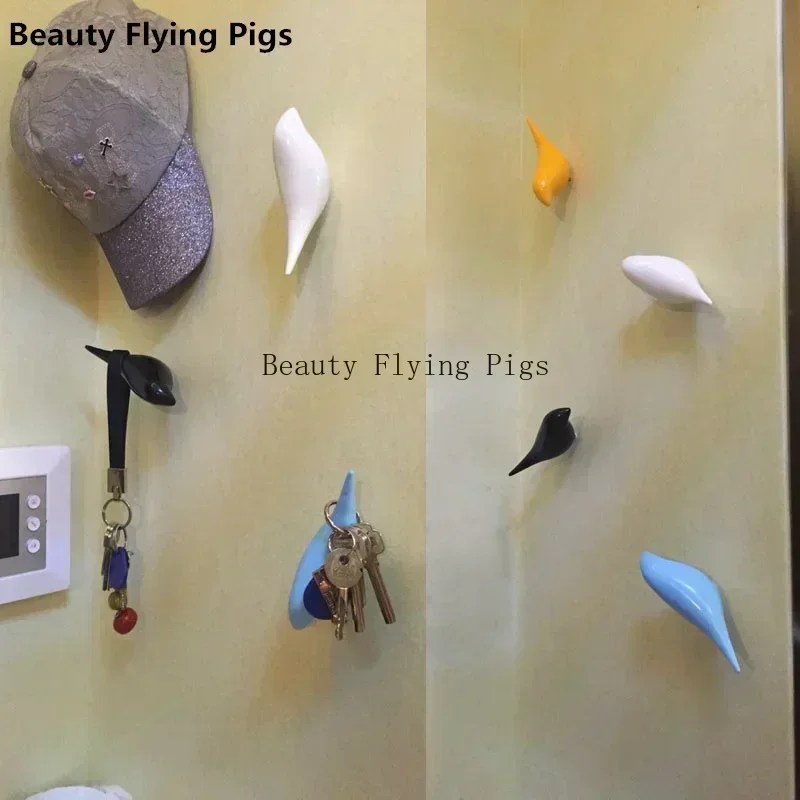 Birds Hanger Hook For Child's Room Creative Resin Model Bathroom Wall Hooks Housekeeper Sucker Hooks For Key hanger 2