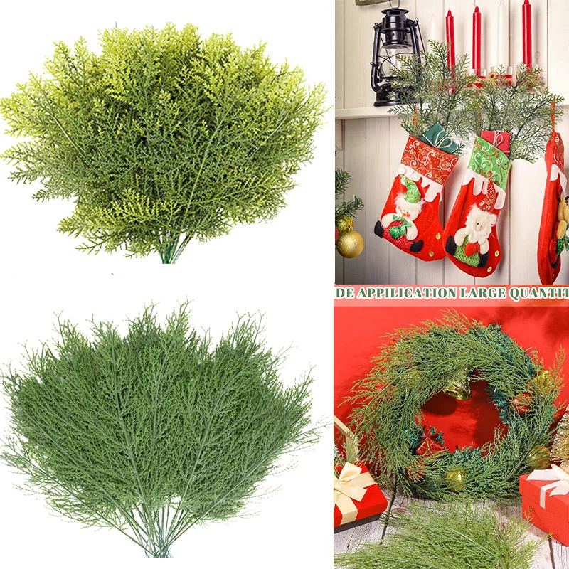10PCS Artificial Pine Tree Branches Fake Plants Christmas Garland DIY