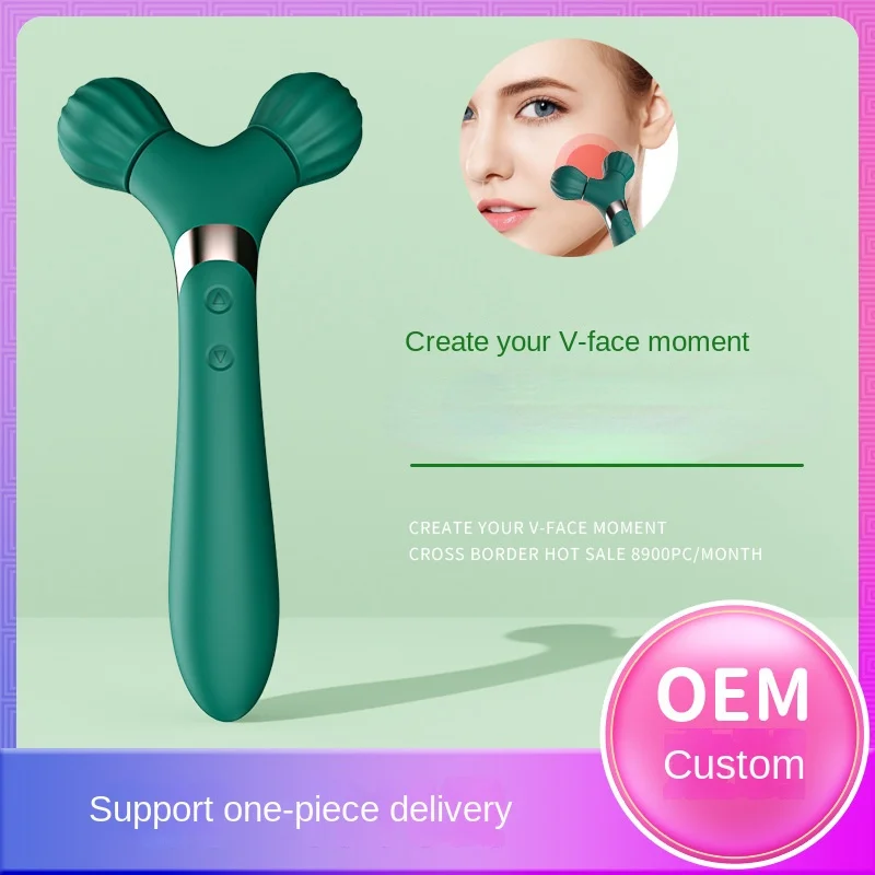 

Роликовый массажер для лица с лимфатическим дренажом для лифтинга лица, вибрирующий массажер для шеи, спины, плеч, инструмент для подтяжки кожи