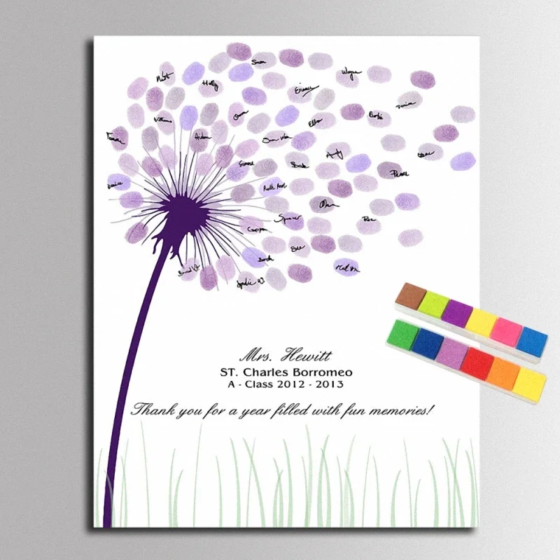 Wedding Guest Book Fingerprint Tree Wall Art Painting Picture Communion Baby Shower Party Gifts For Guests Canvas Poster