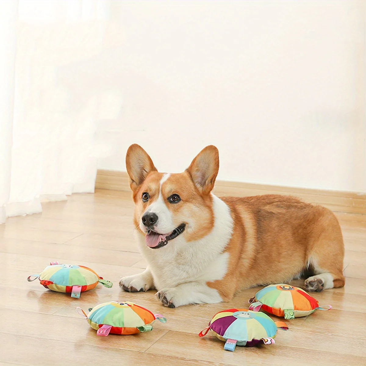 Cartoon Patterned Plush Flying Disk Toy with Sounding Bell for Dogs,Interactive Training and Dental Health Chew Toy pet supplies 3