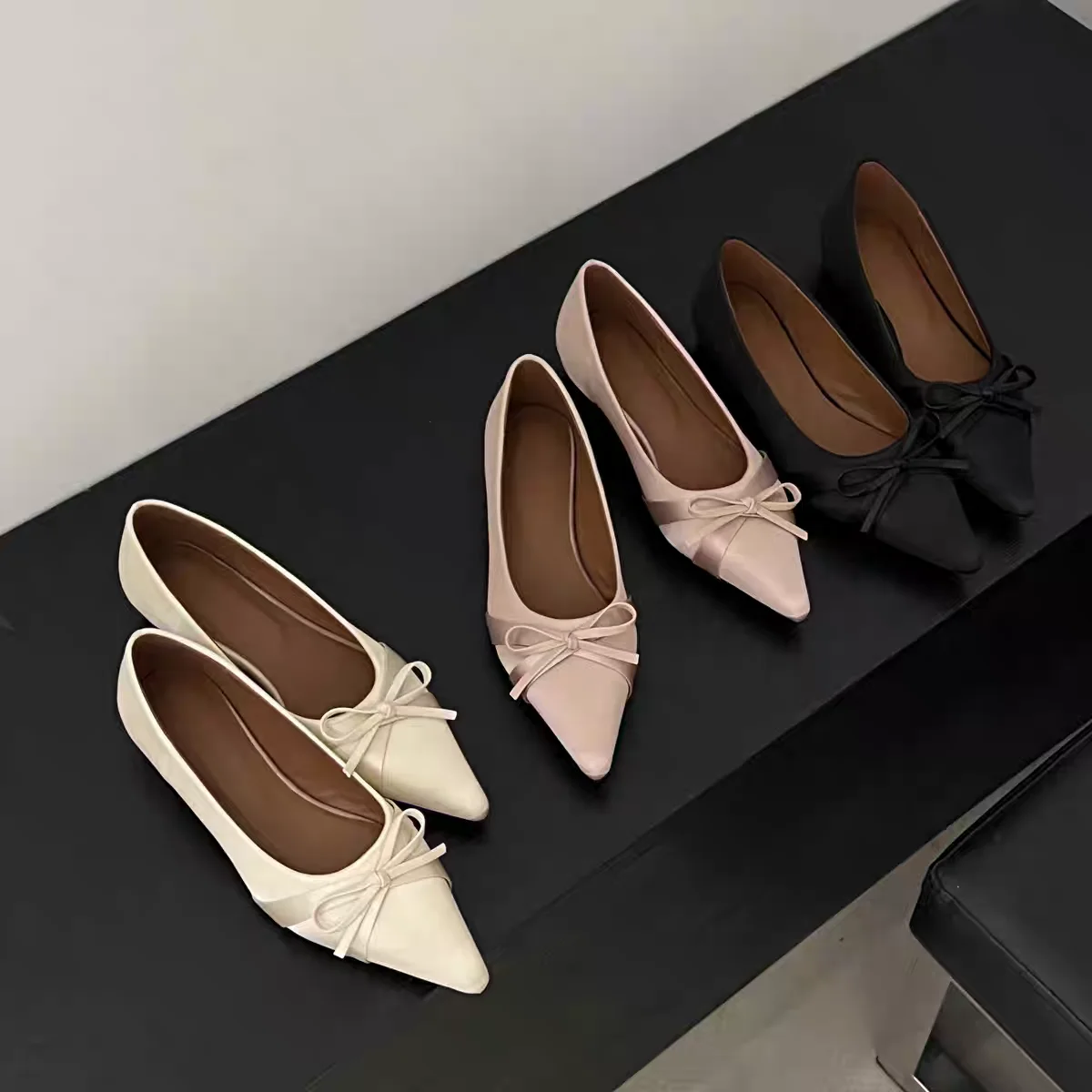 Women Flats 2024 New Bow Tie Flat Shoes for Women Ballerinas Pointed Toe Slip on Flat Lazy Loafers Casual Comfort Sneakers Women 2