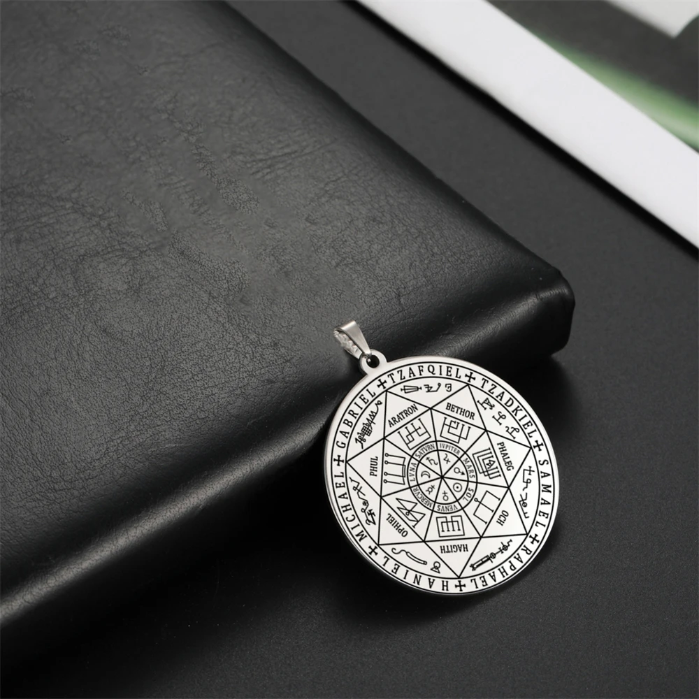 Stainless Steel Seven Archangels Sigil Charms - Vintage Amulet Jewelry Accessories for DIY Necklaces and Keychains