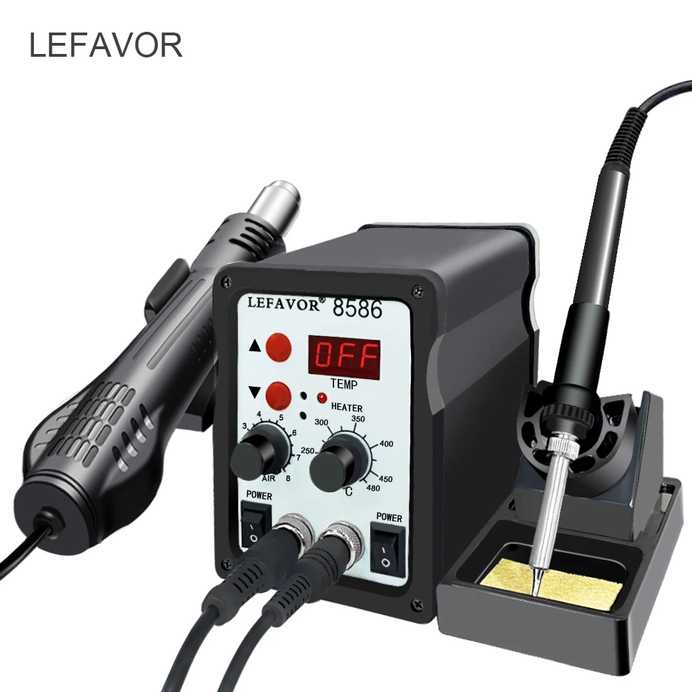 Soldering Station 2 In 1 Digital ESD Hot Air Blower Heat Gun Welding Solder Iron SMD Desoldering Rework Station Tool soldering iron hot air gun soldering station soldering tool welding tool 8586