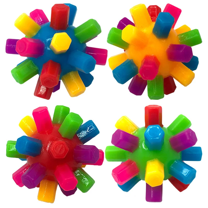 5 Pcs Of Colorful Ball Sensory Ability Training Puzzle Elastic Rainbow Ball Fun Stress Relieving Outdoor Toy Birthday Gift 6