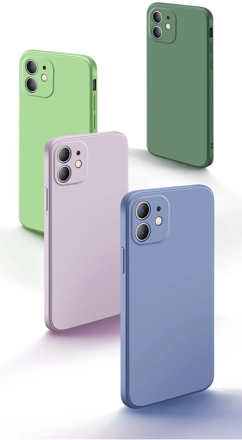 Square Liquid Silicone Soft Candy Phone Case - Thin & Durable Cover