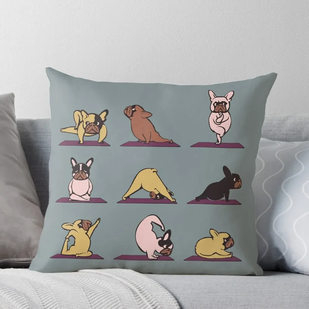 

Frenchie Yoga Throw Pillow sleeping pillows Room decorating items