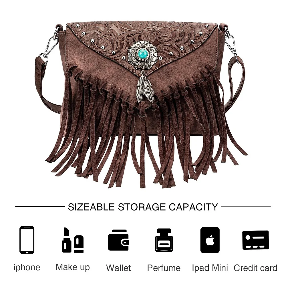 Celela Original Design Women's Handbag Luxury Western Purses Fringe Bag  Pouch Shoulder Bag PU Leather Purse Turquoise Tote Bag - AliExpress