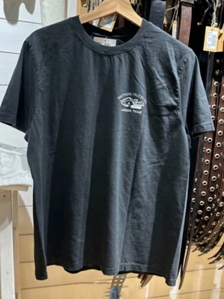 

Футболка женская повседневная из мягкого хлопка, модная свободная винтажная рубашка черного цвета с круглым вырезом и коротким рукавом, топ с принтом экскаватора, лето 2023