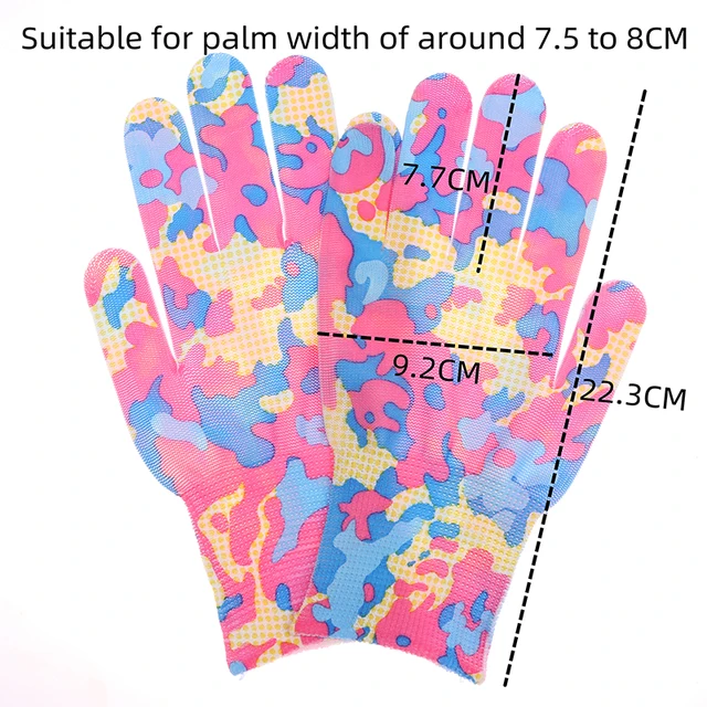 1 pairs Yard Cleaning Palm-Coated Floral Garden Gloves Women Non-Slip Working Gloves Non-Slip Household Labor Protection Gloves 4