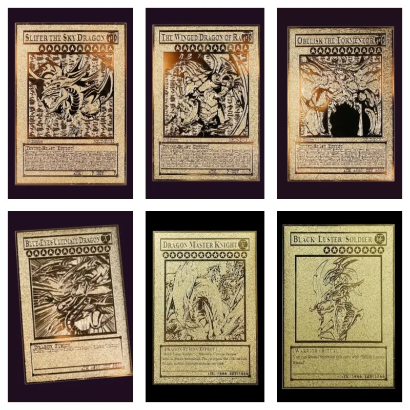 

Аниме Diy Yu-Gi-Oh! Египетский Бог, голубые глаза, белый дракон, Holactie, творческий элемент, золотая металлическая карта, игра, коллекционные игрушки