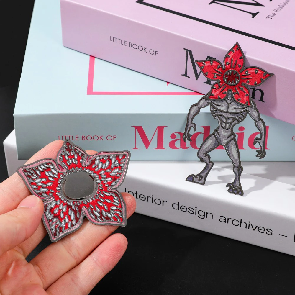 Demogorgon&Flower shaped Horror Gothic Metal Bookmarks Book Clips for Science Fiction Fans