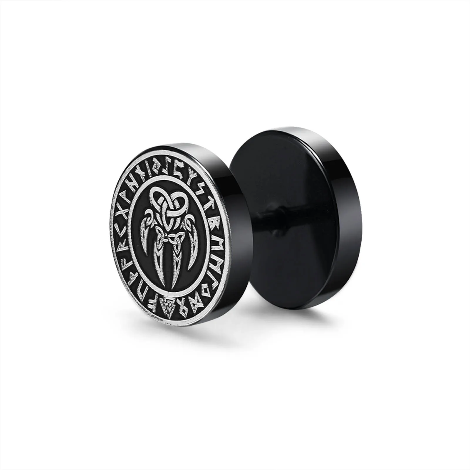 Boucles D'oreilles Homme Croix De Léviathan - Acier Inoxydable Noir/argent - Style Gothique, Rock, Satanique