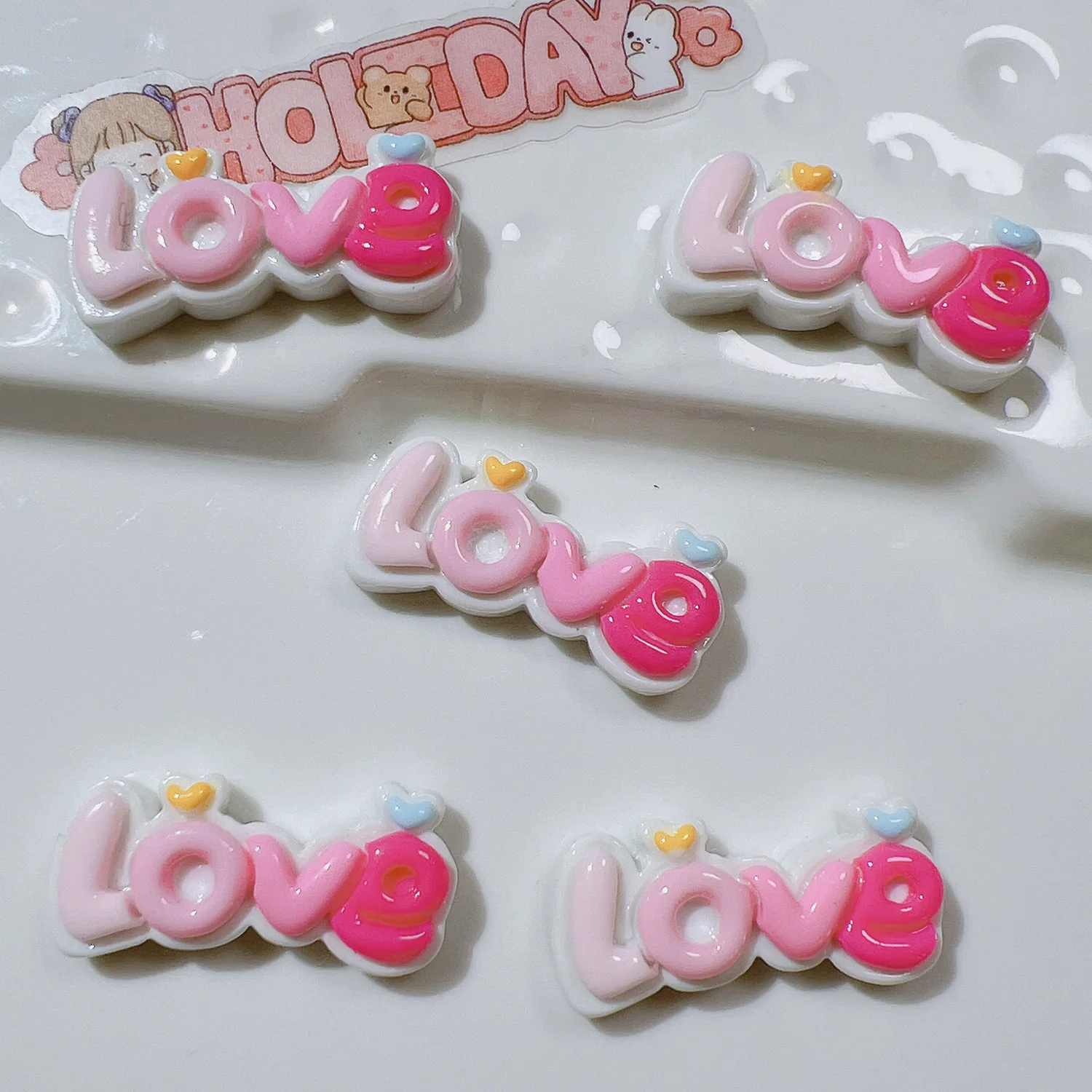 Resin LOVE flat back Embellishments 10pcs resin embellishments resin flower embellishments simulation stones decor accessories