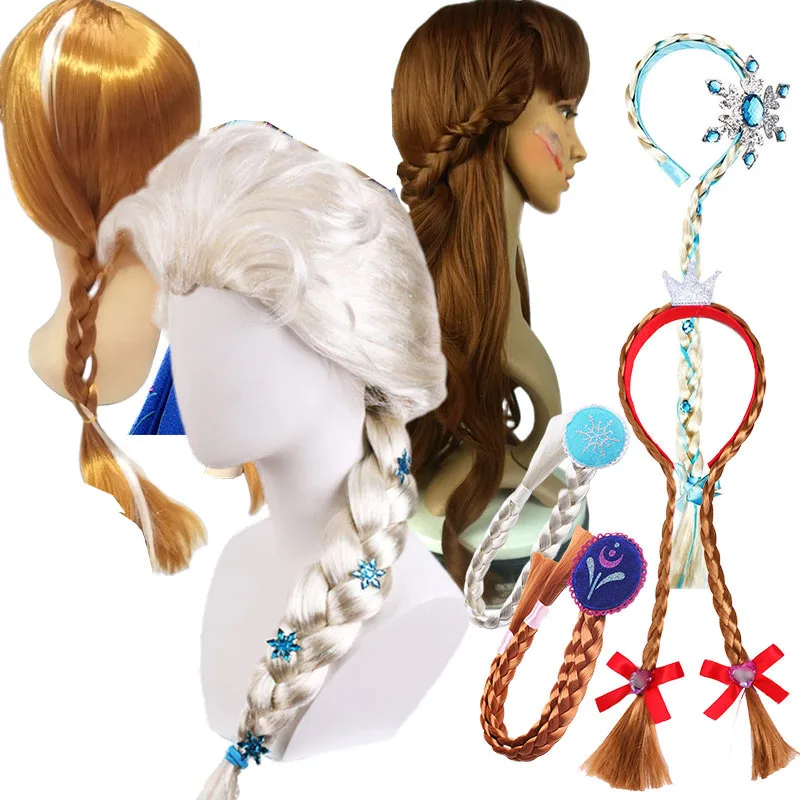 Accessoires Cheveux Frozen: Perruques Elsa Anna, Tresses Fantaisie