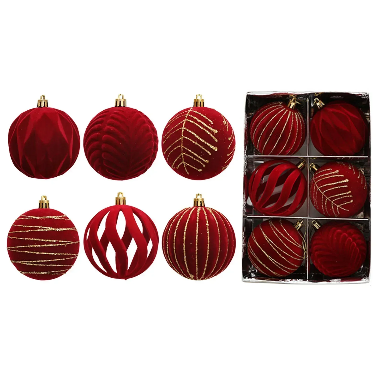 thumbnail image 1 of Adornos de bolas de Navidad de 8cm, vino tinto/verde/blanco, flocado, decoración de fiesta de árbol de Navidad, esferas navideñas de Año Nuevo 2024, 1 of 5