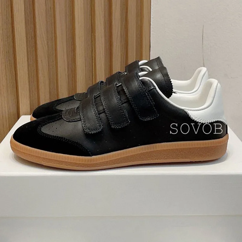 Women Shoes Spring Autumn Genuine Leather Color Matching Flat Retro Breathable Versatile Sports Daily Casual