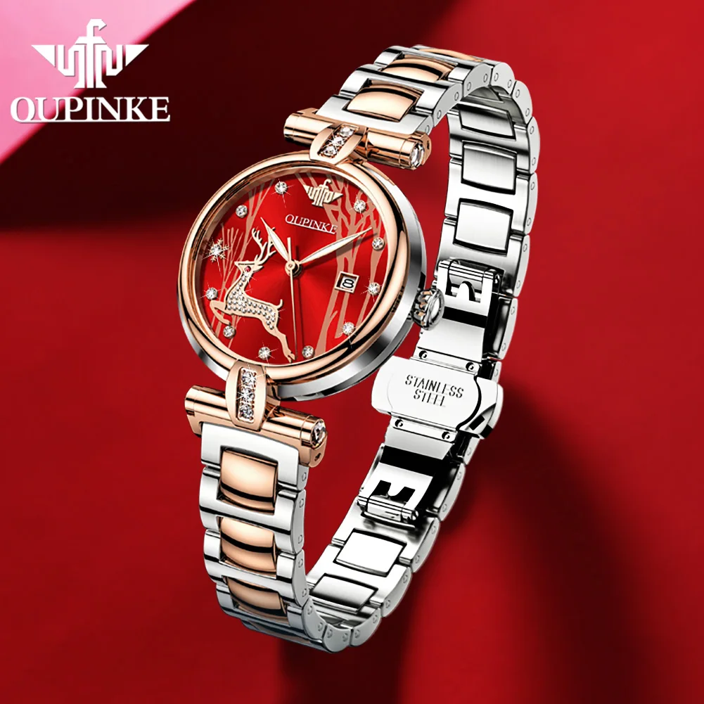 

OUPINKE Top Brand Luxury Automatic Watch for Women Sapphire Crystal Business Waterproof Mechanical Wrist Watches Ladies Bracelet