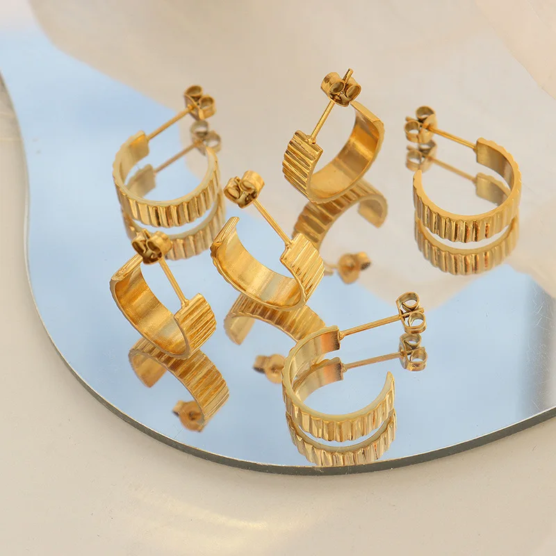 

Fashion Stainless Steel Jewelry Earrings 18K Gold Plated Earrings Women