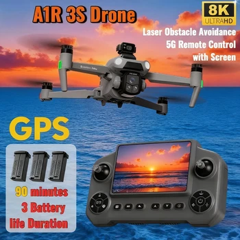 Drone GPS Xiaomi A1R 3S con Fotocamera Professionale 8K HD a 360° °   Quadricottero Giocattolo con Motore Brushless, Evitamento Ostacoli Laser, WIFI 5G e FPV