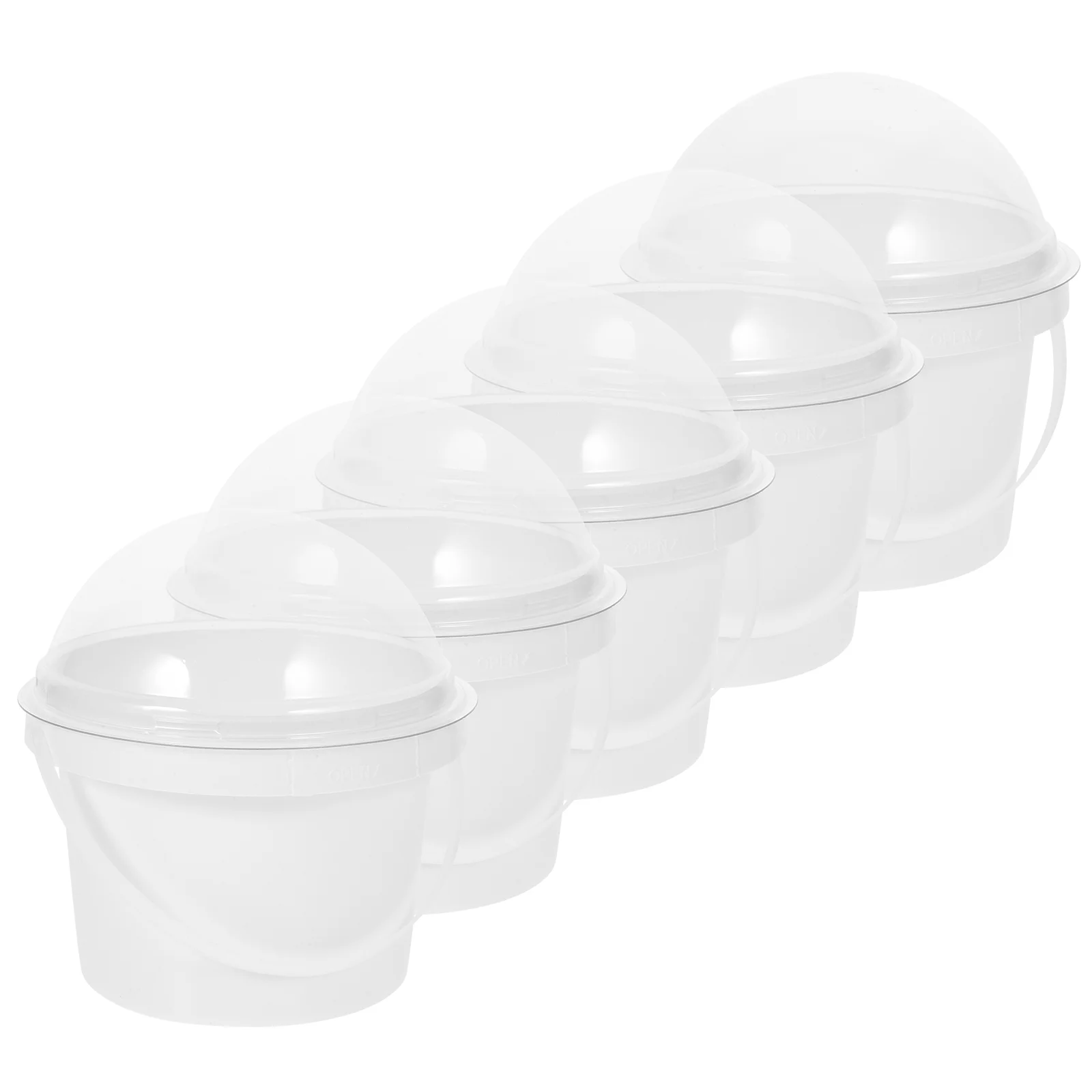 

5 Pcs Popcorn Bucket Clear with Lid Plastic Ice Cream Storage Containers for Freezer