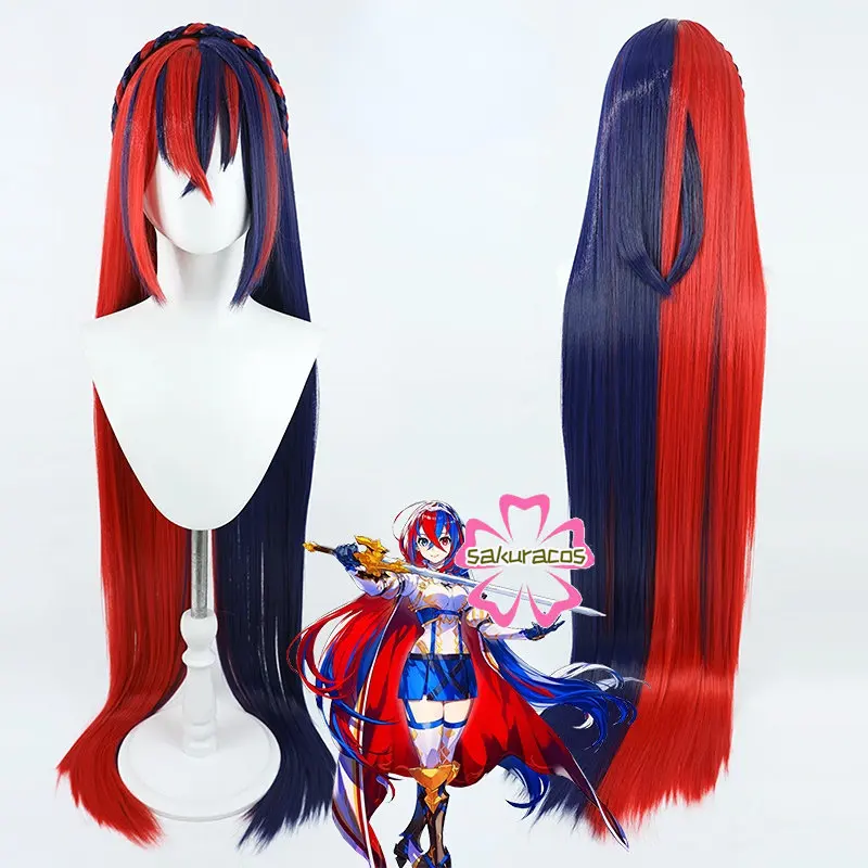 Fire Emblem Engage Alear Cosplay Wig Red Blue Mixed Long Heat Resistant Hair Halloween Role Play Party Wigs + Free Wig Net suq women s long wine red wig hair synthetic natural cosplay long wavy party red heat resistant daily fashion wigs