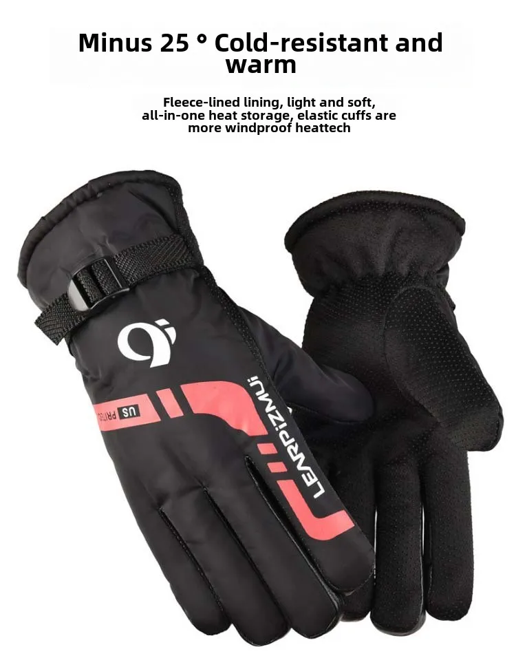 Autumn Winter Ski Warmth Motorcycle Fleece Windblock Cold Resistance Outdoor Riding Driving Gloves for Men Enhanced Padding 5