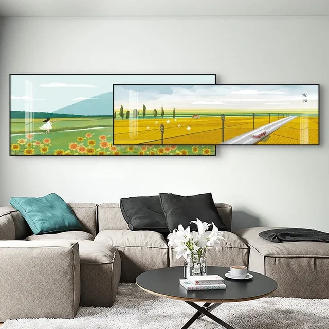 Modern Simple Sofa Background Wall Painting Field Landscape Rosemary Plus Paintings Bedroom Bedside Murals Living Room Decoration