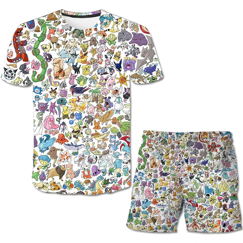 baby clothing sets girl Kids Pikachu Boy Girl T shirts Pants Suit Summer Cartoon Pokémon 3D Print Children's Clothing Sets Pokemon harajuku Outfits New cute baby suit