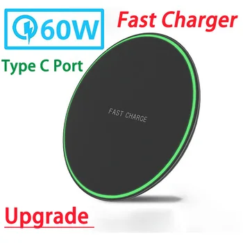 60W Wireless Charger For iPhone 13 12 11 Pro Xs Max Mini X Xr Induction Qi Fast Wireless Charging Pad For Samsung s8 s9 s10 note 1