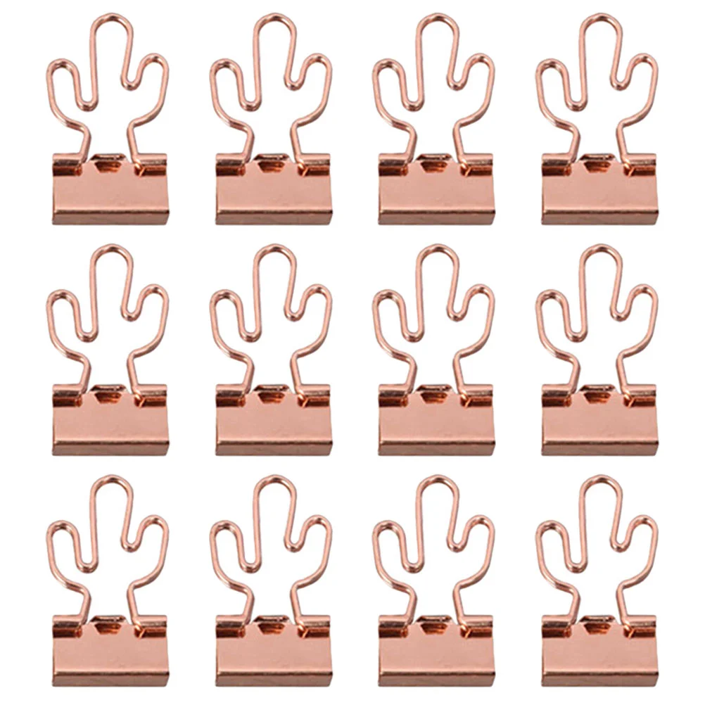 

12 Pcs Binder Paperclips Clamps Office Supplies The Cat Document Fixing Metal Small Large