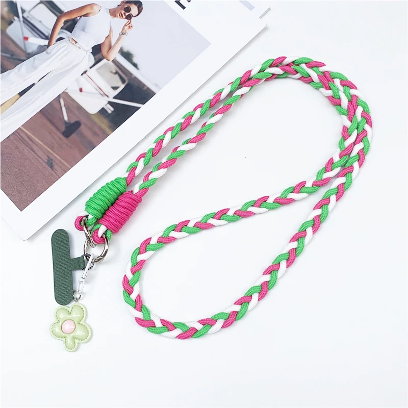 Colorful Chic 120cm Crossbody Phone Lanyard Necklace with Nylon Patch and Snap Closure