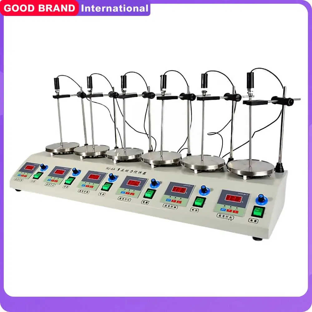 

6-head Magnetic Heating Stirrer Multi-unit Lab Heating Mixer with Digital Display 2400rpm Thermostatic Hotplate Mixer 220V HJ-6A