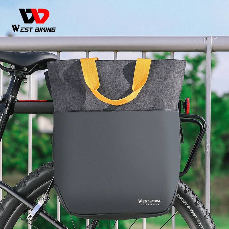 

WEST BIKING MTB Pannier Bag Water Repellent PU Side Bag Quick Release Rear Seat Rack Bag Bike Cargo Carrier Bag Men Hand Bag