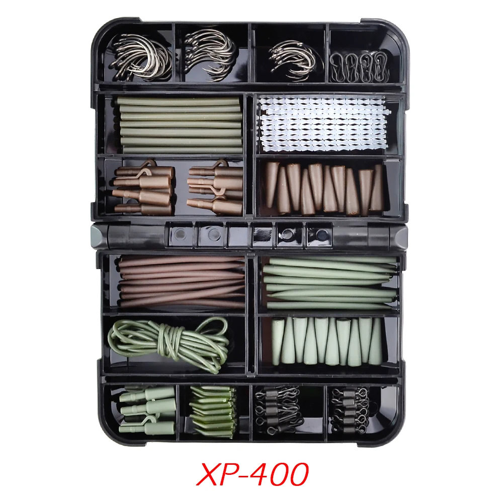 Carp Fishing Tackle Accessories All-in Kit Fishing Swivels and Snaps Rubber Anti Tangle Sleeves Fish Hook Stop Beads