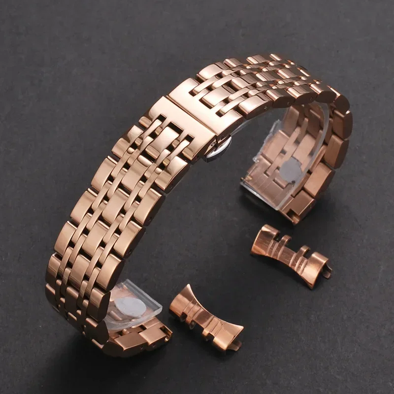 Sleek Stainless Steel Curved Strap with Butterfly Buckle