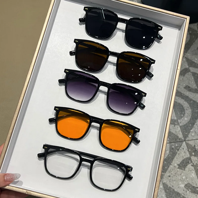 2025 New Brown Lens Sunglasses Retro Square Frame Sunglasses Women Fashion Men Eyewear Trendy